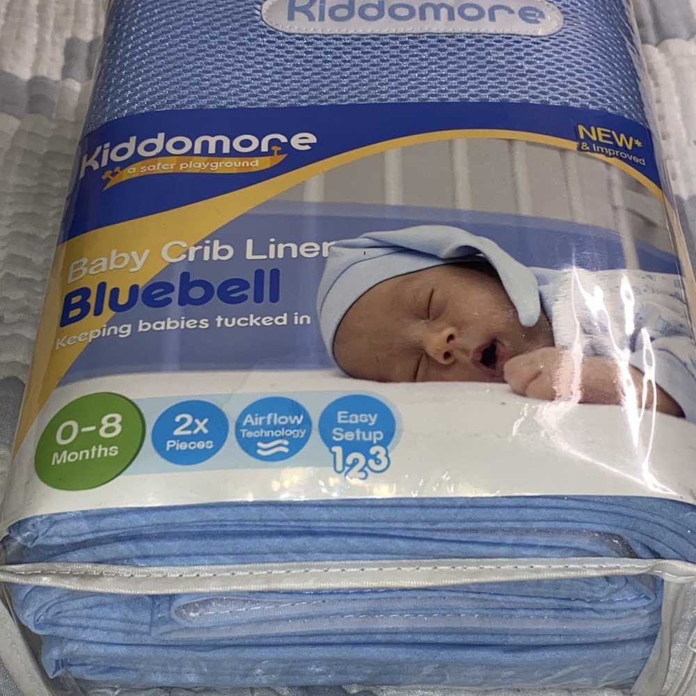 Kiddomore Breathable Mesh Bayshore Blue Crib Liner ~ Breathable Baby ~ NEW